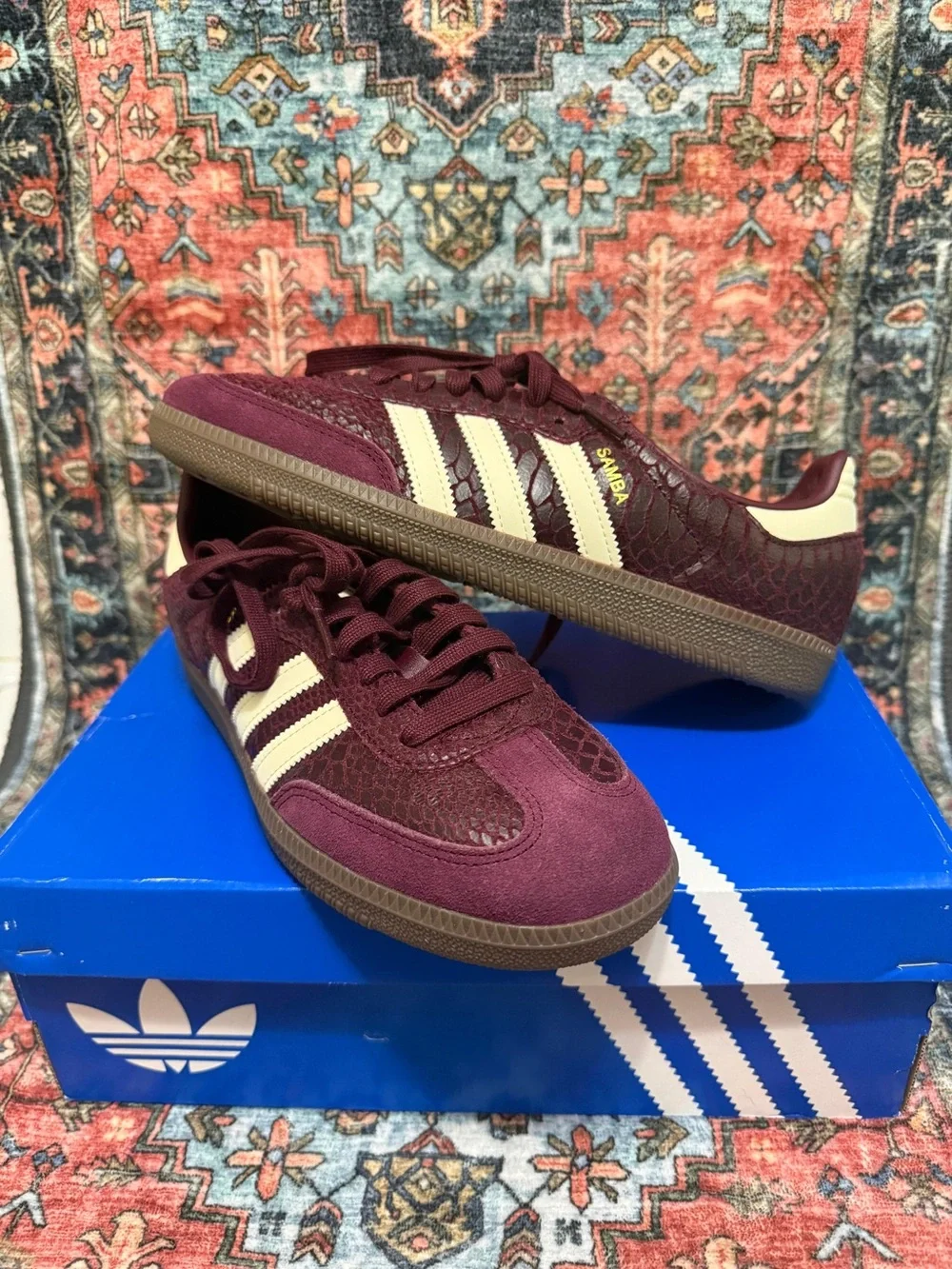 adidas Samba OG Snakeskin Maroon Cream White (Women's)